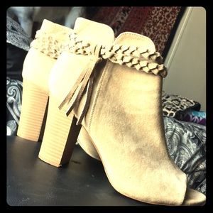 3 inch light tan open toe ankle boots